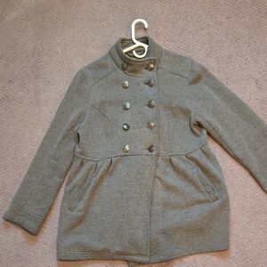 Womens' Gray Double-Breasted Peacoat Jacket